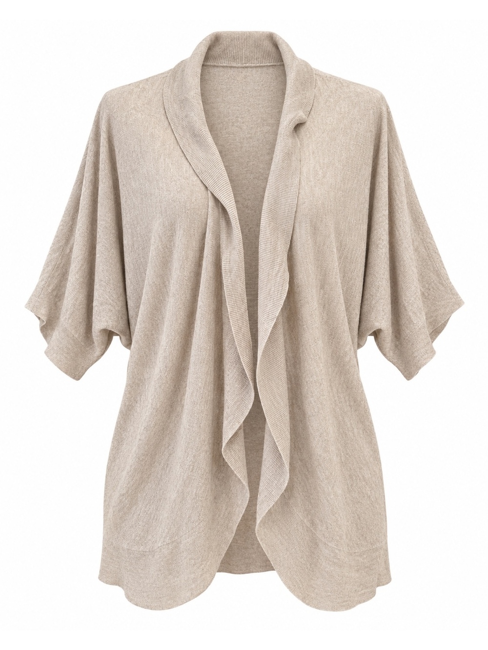 My Style Women’s XL Oatmeal Beige Open Front Dolman Cardigan Lightweight Knit